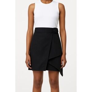 3.1 PHILLIP LIM‎ Belted Black Trench Skirt Cascading Drape 100% Cotton Size 6